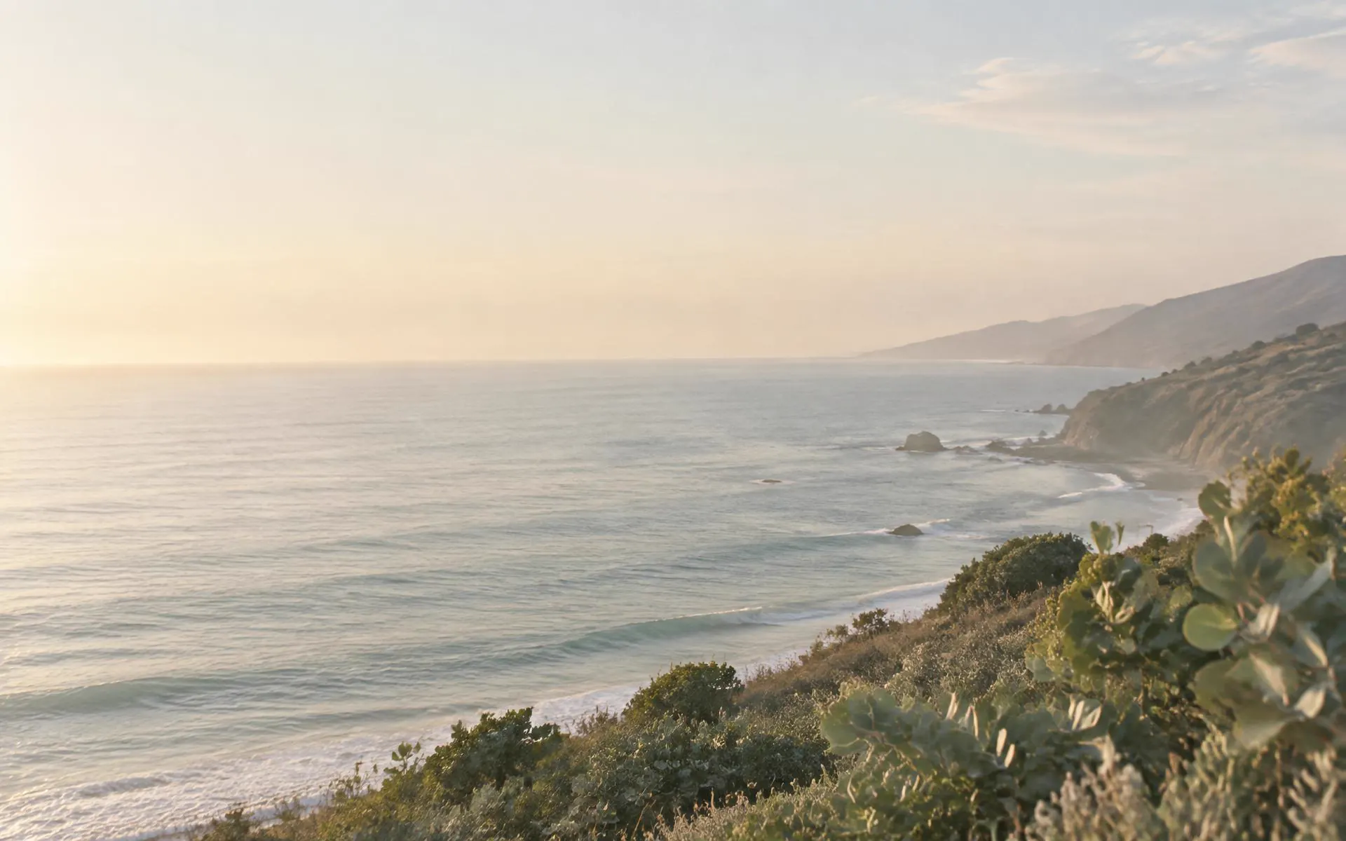 Peaceful California coastline in soft morning light