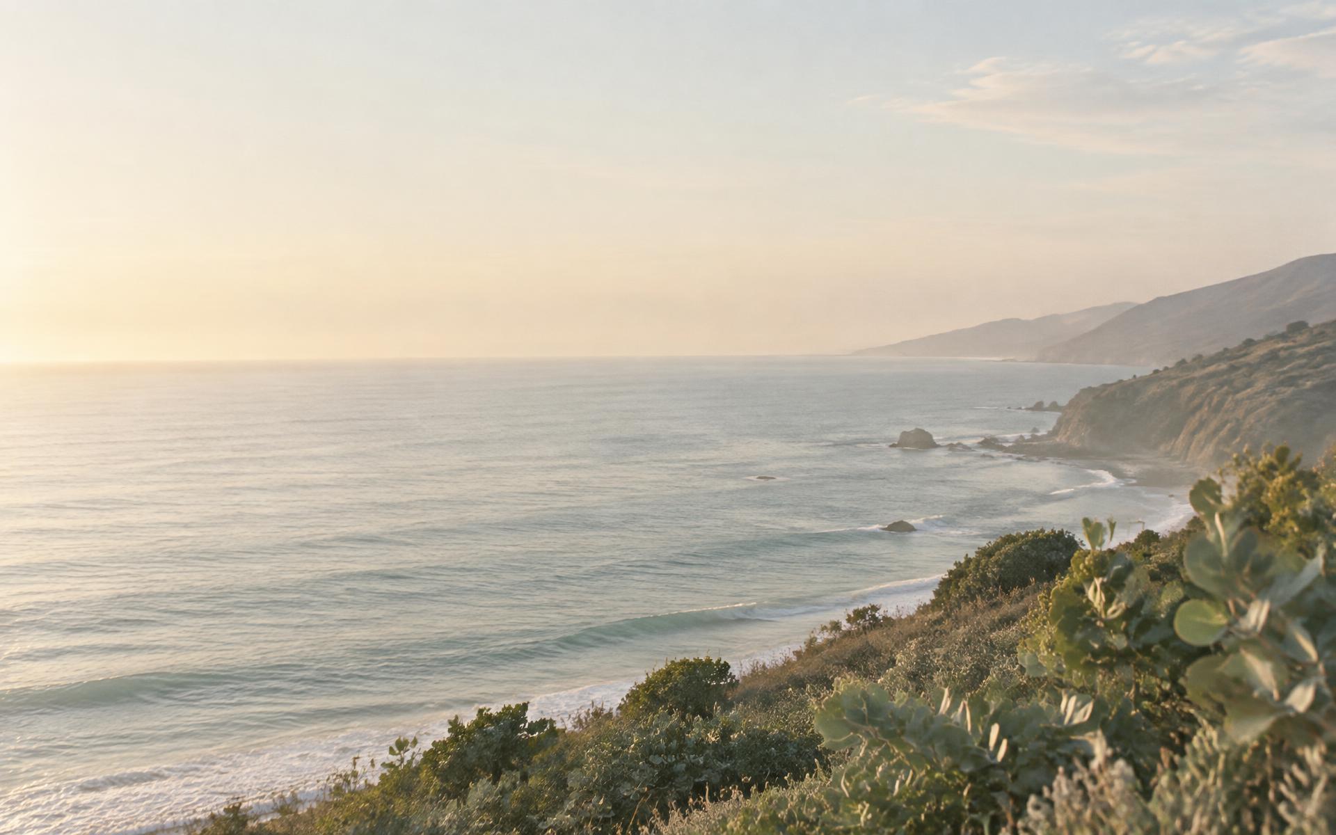 Peaceful California coast in soft morning light