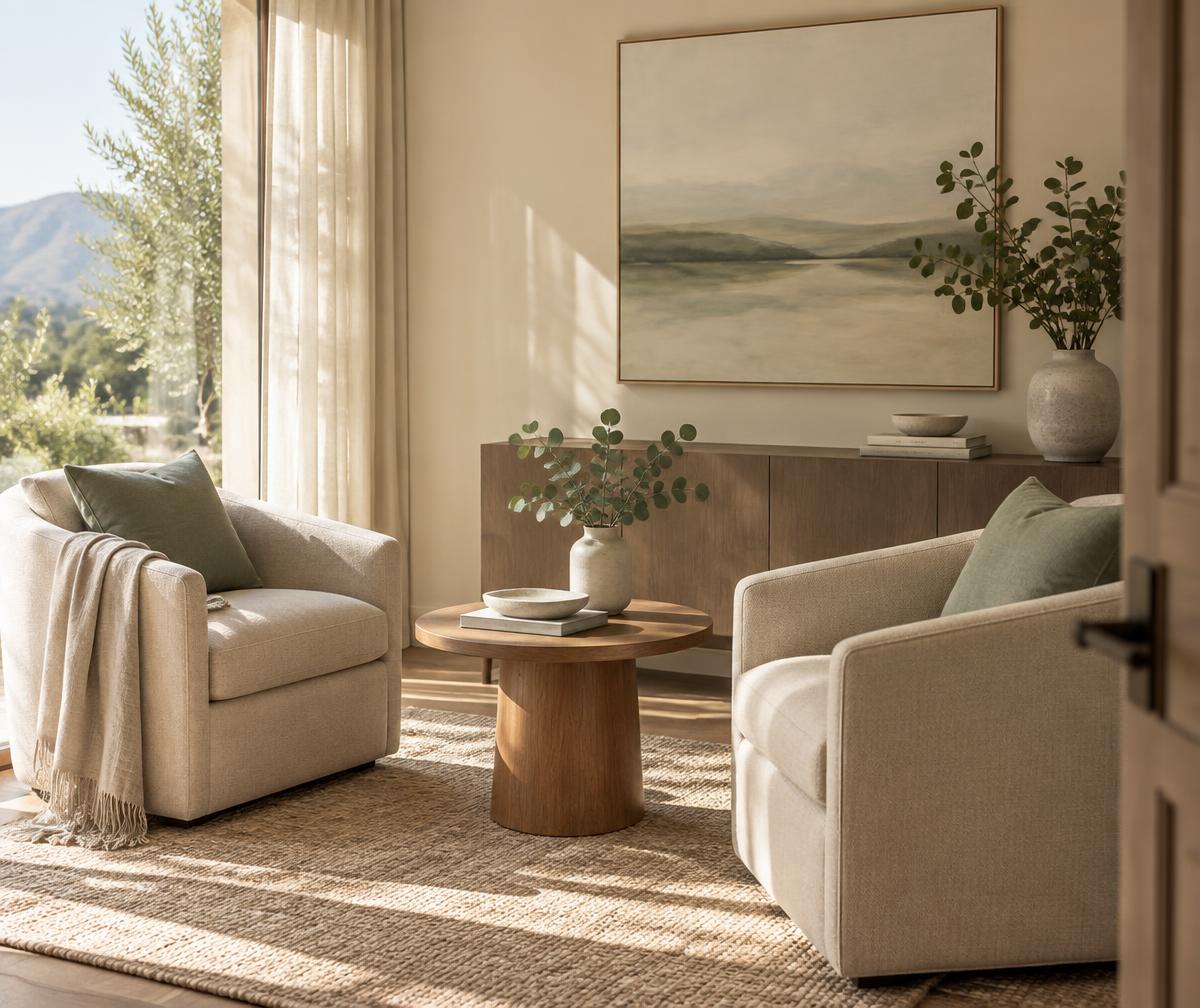 A calm consultation room prepared for a private conversation